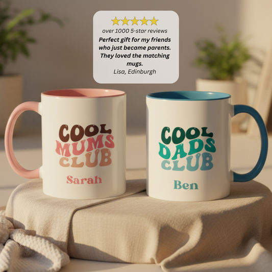 Cool Mums and Dads Club Personalised Mug Set