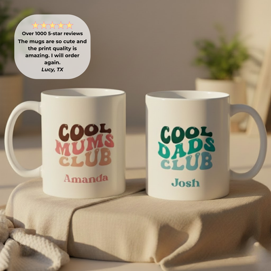 Cool Mums and Dads Club Personalised Mug Set